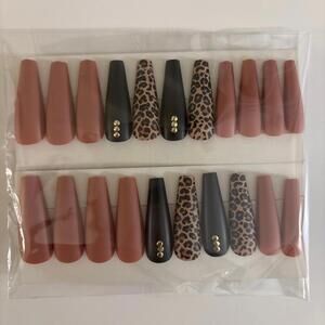 Press on Nails leopard mauve pink